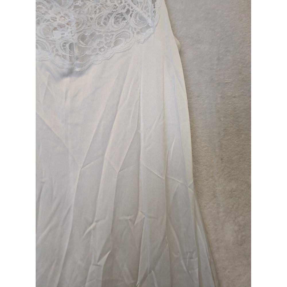 White Elegance Slip Dress Women's Small White Lace Trim Maxi Sleeveless - Picture 4 of 9